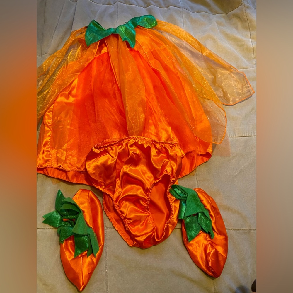 Pumpkin Costume - Toddler Size 1-2T with Matching Booties and Bloomer